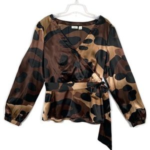 Cato wrap blouse camouflage print